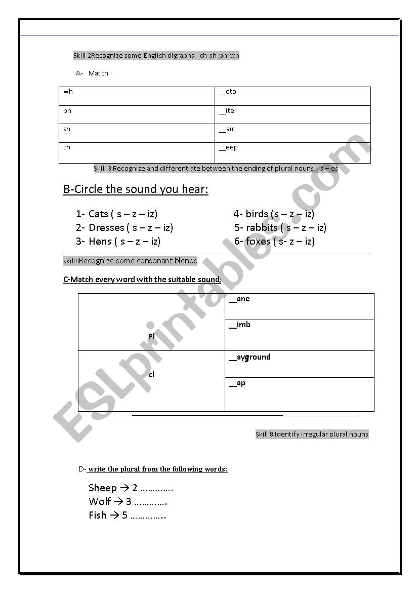 test worksheet