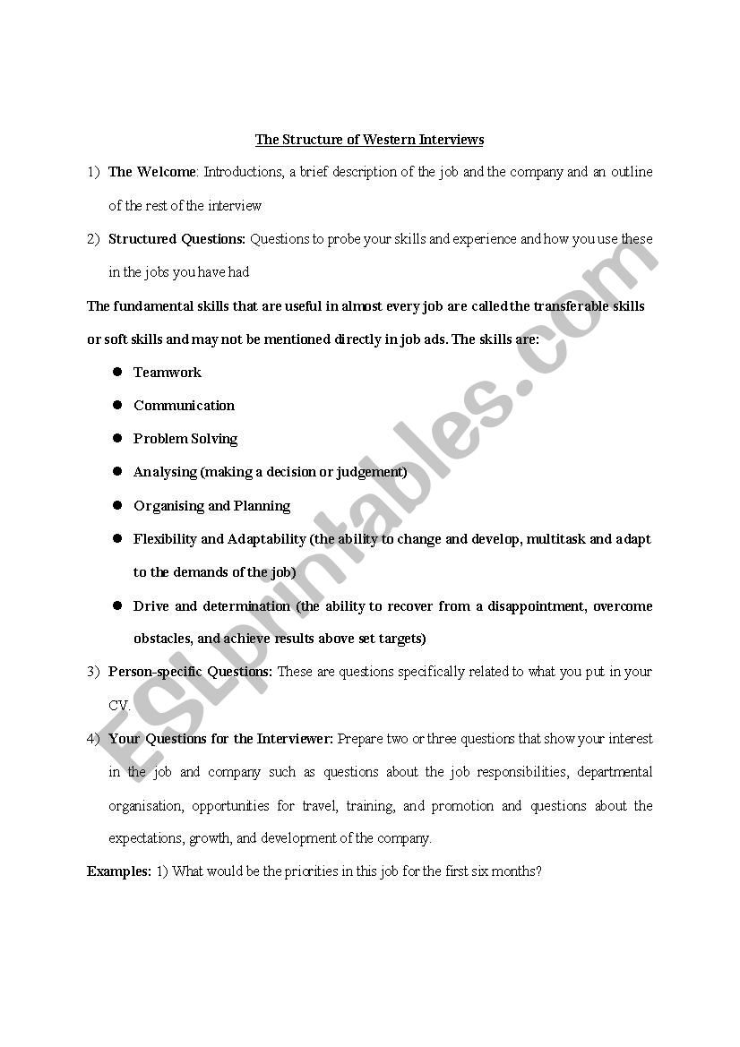 The Structure of Western Interviews