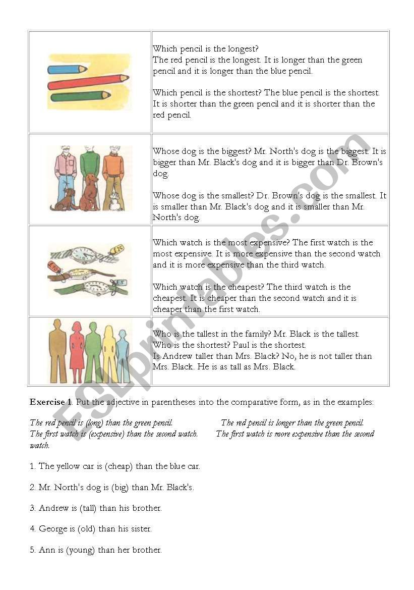 comparatives worksheet