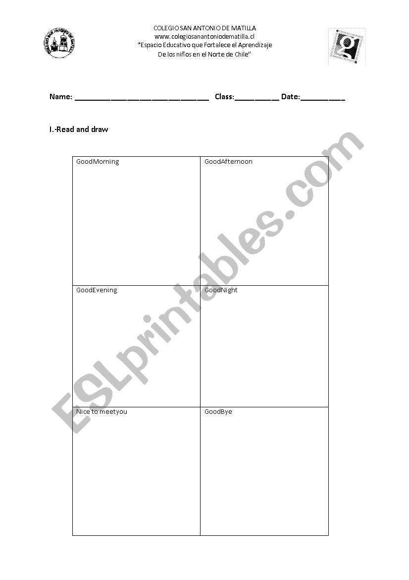 Greetings worksheet