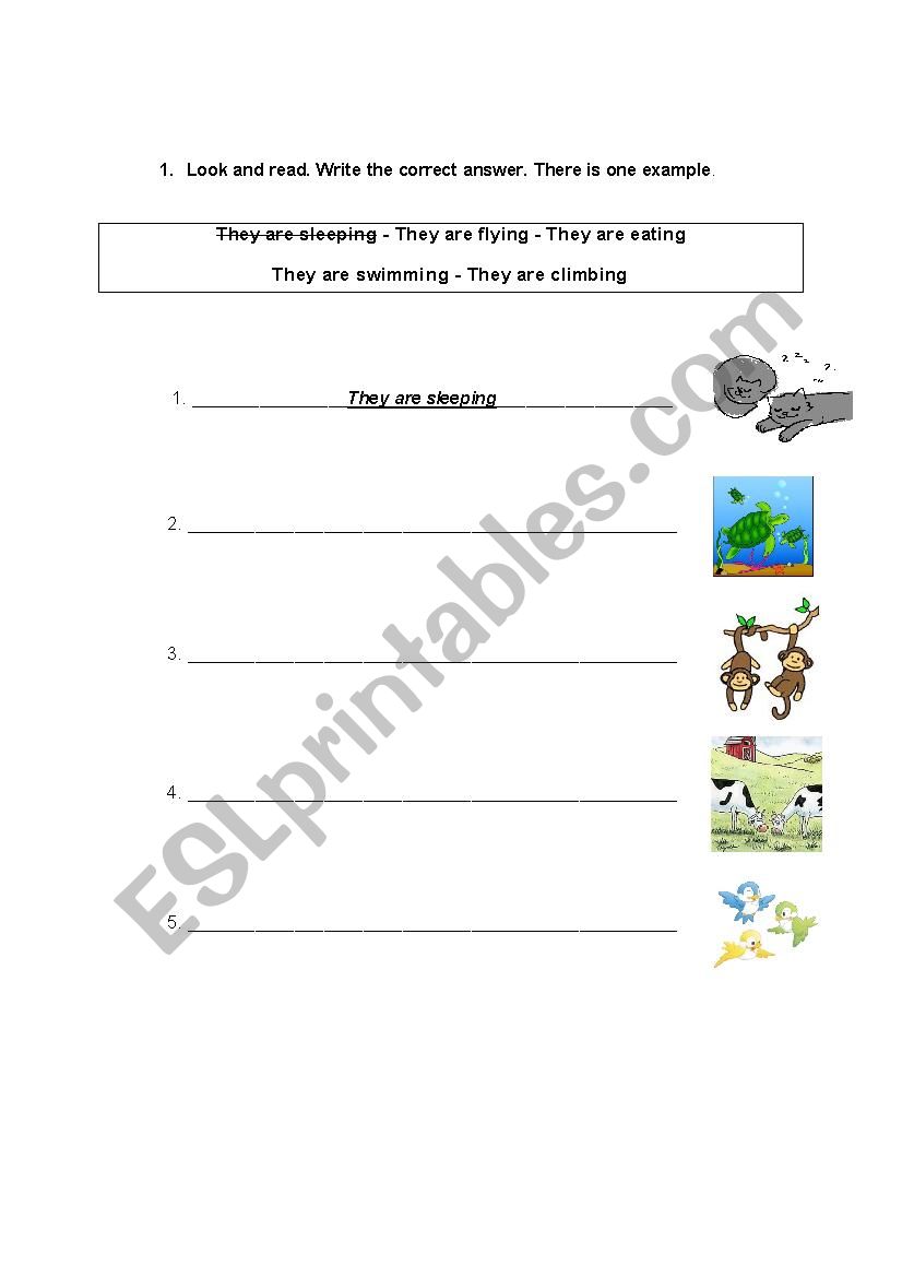 Animals sentences worksheet