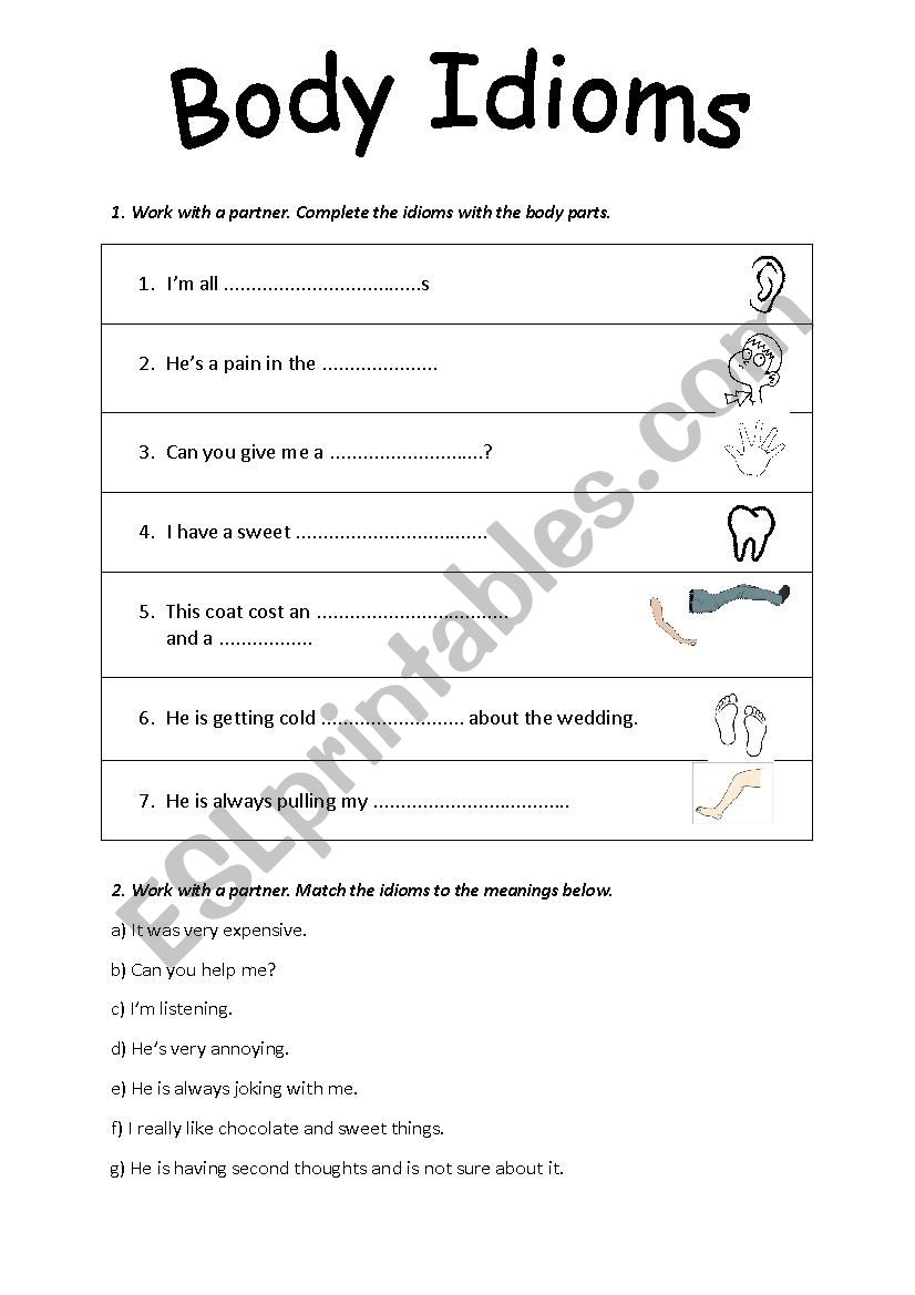 Body Idioms worksheet