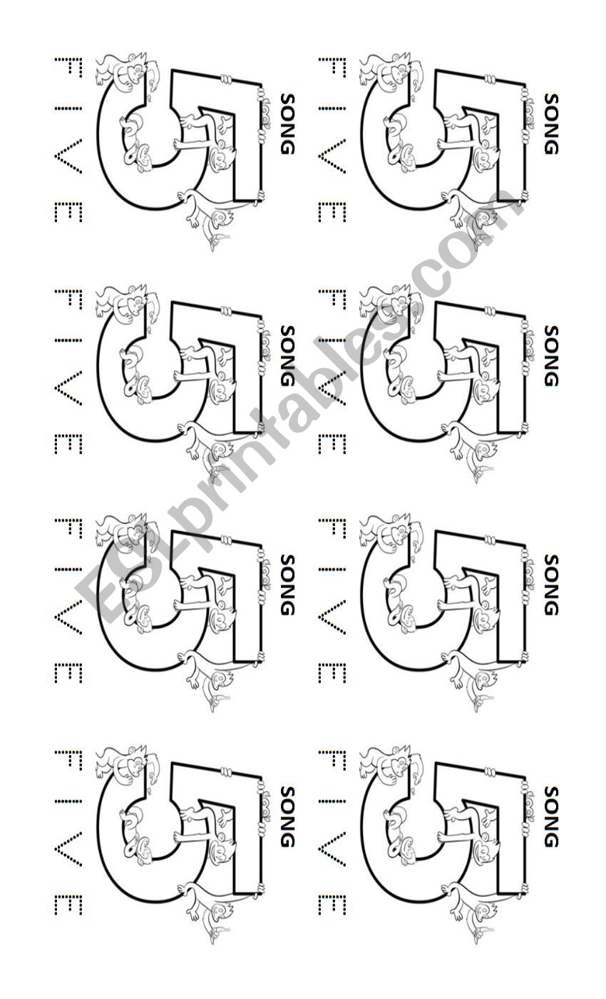 Rhyme: 5 little monkeys worksheet