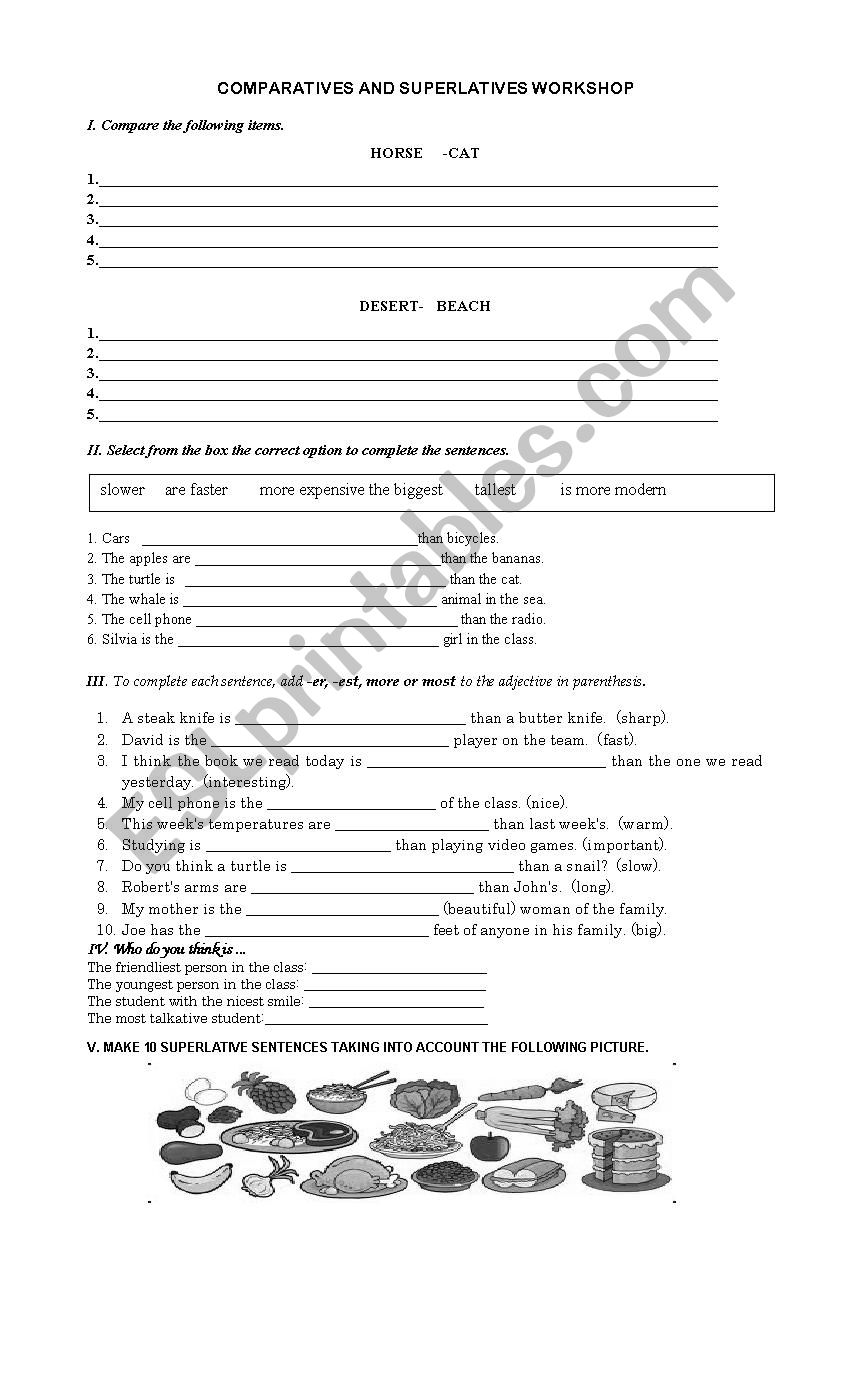 COMPARATIVES AND SUPERLATIVES worksheet