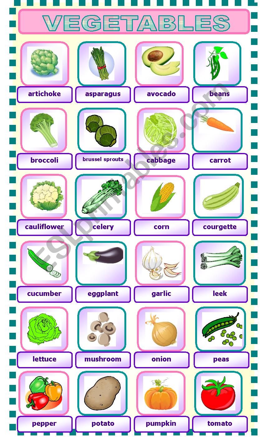 VEGETABLES worksheet