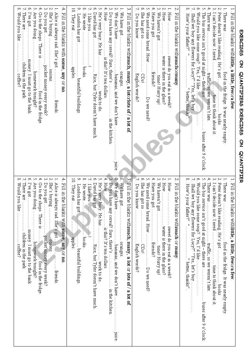 Exercises on quantifiers worksheet