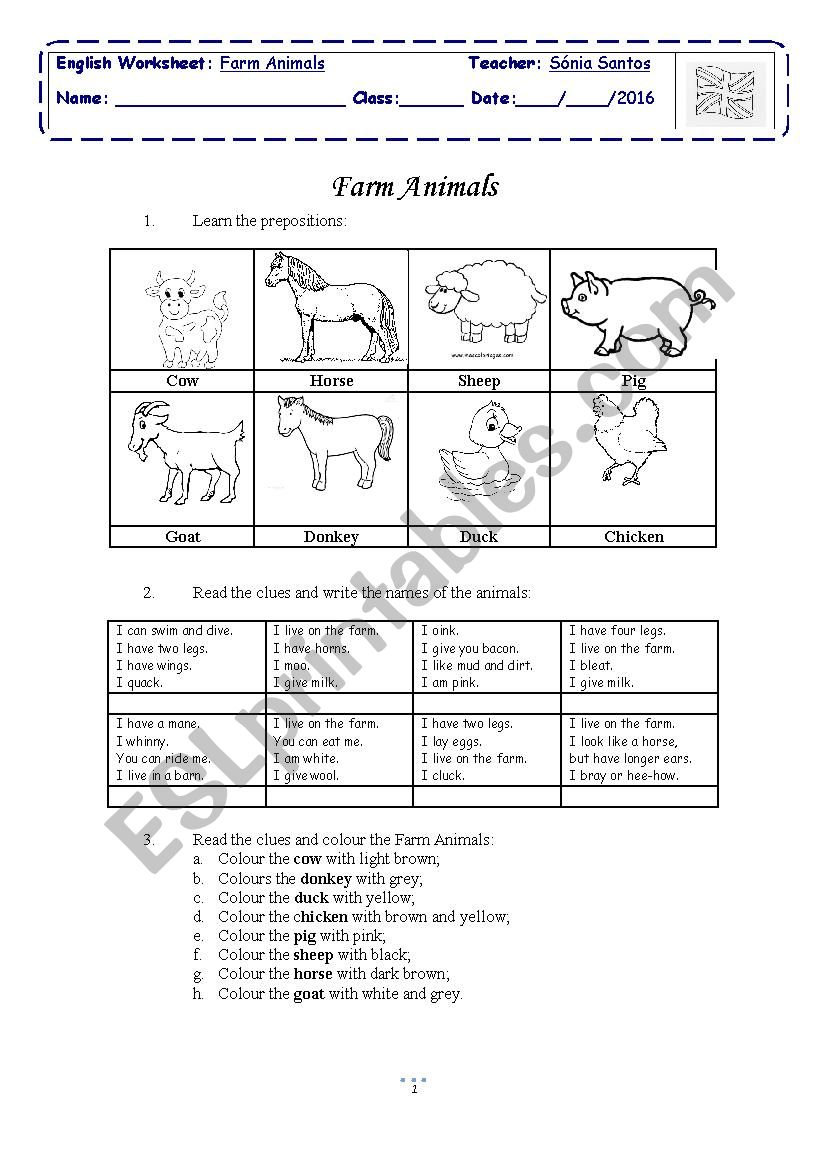 Farm Animals worksheet