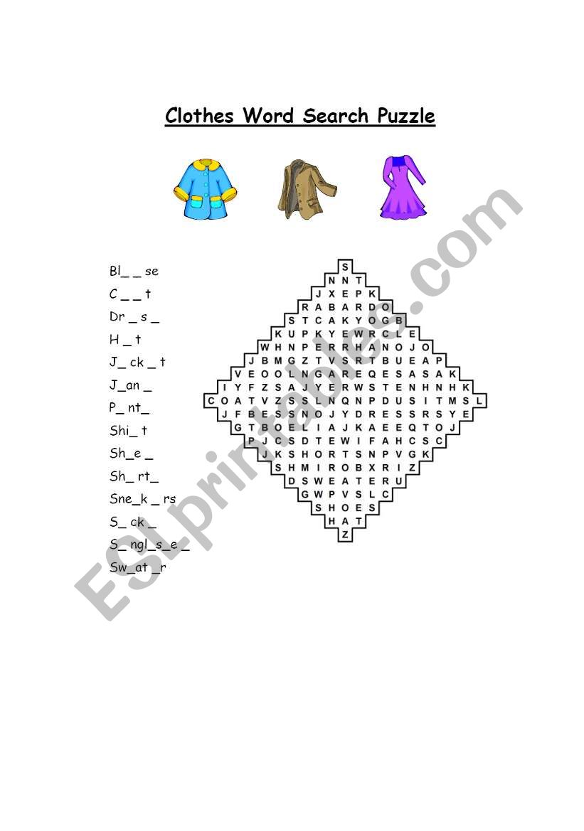 clothes worksheet
