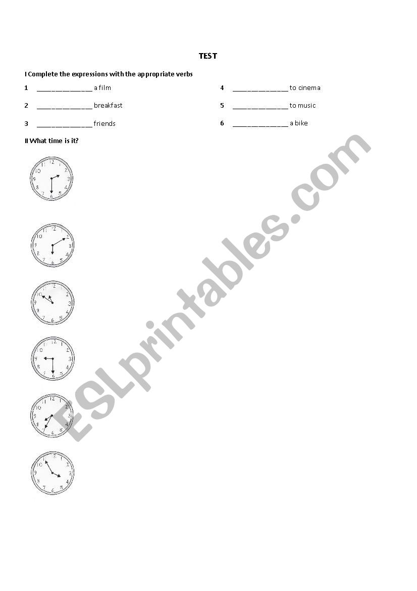 Present Simple and Telling the Time exercises