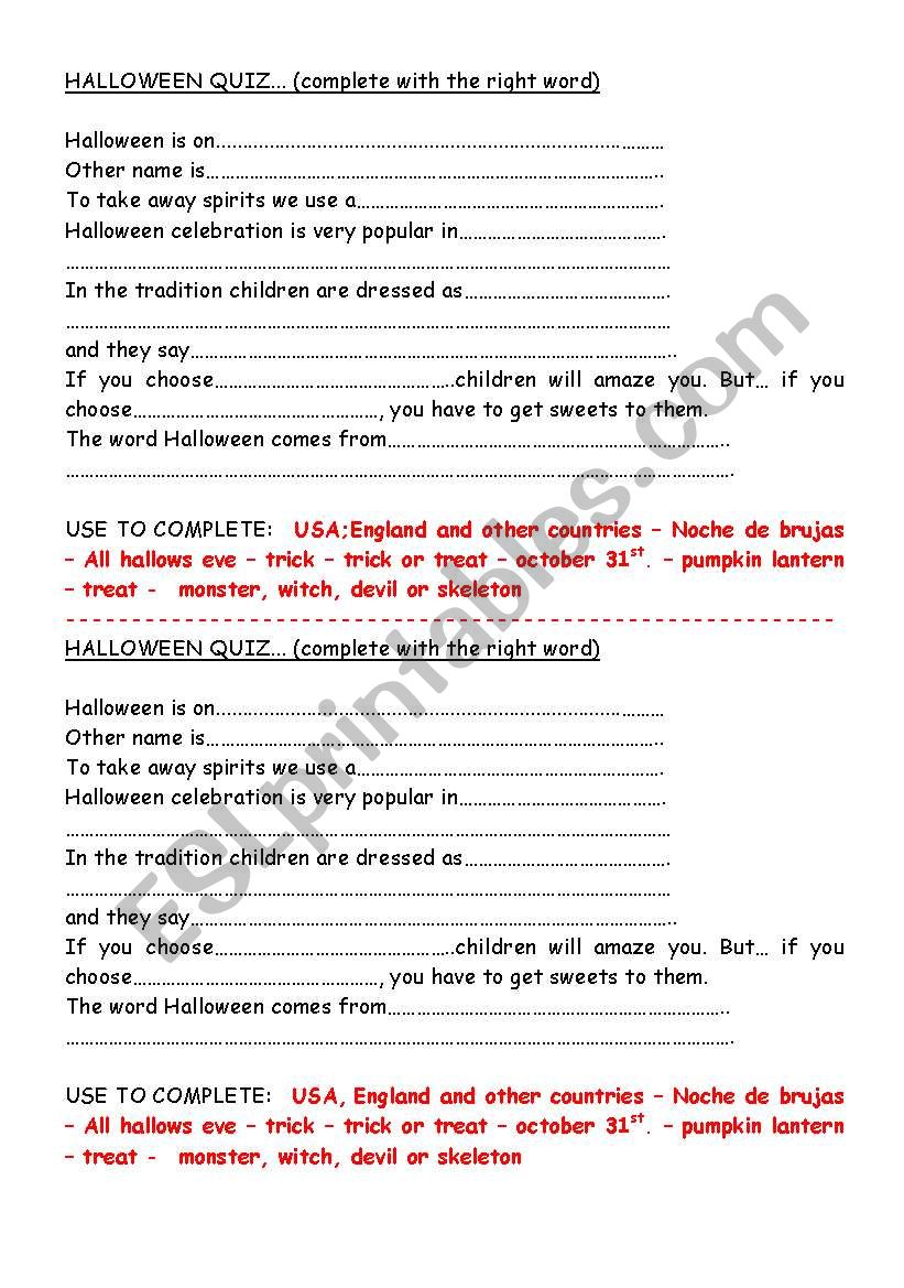 HALLOWEEN worksheet