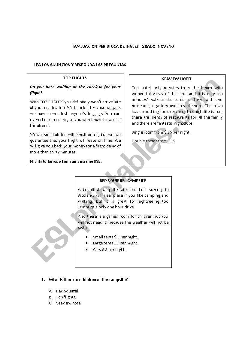 icfes exam worksheet