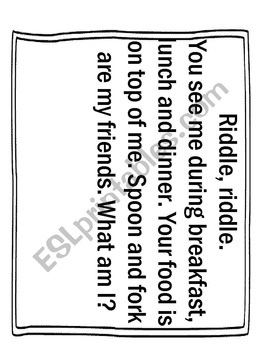 Riddle (long a) worksheet