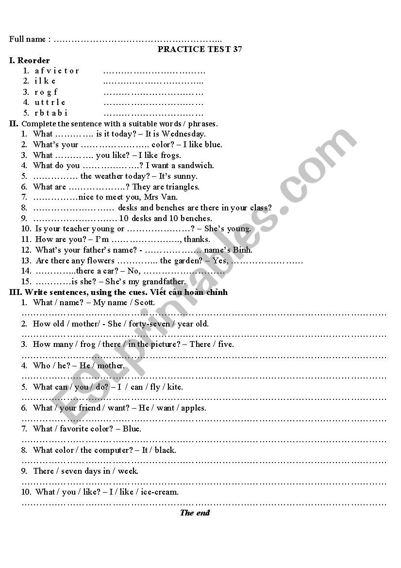 Practice test LetÂ´s go 1 worksheet