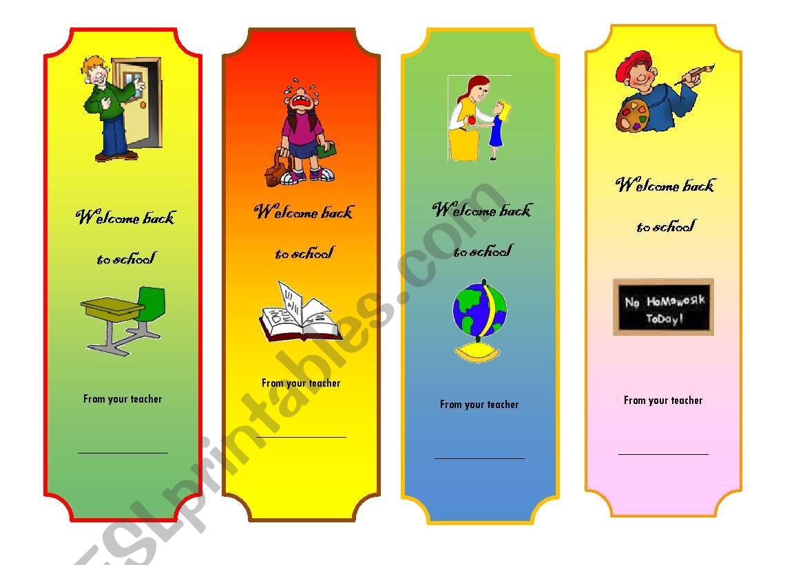 Bookmarks worksheet