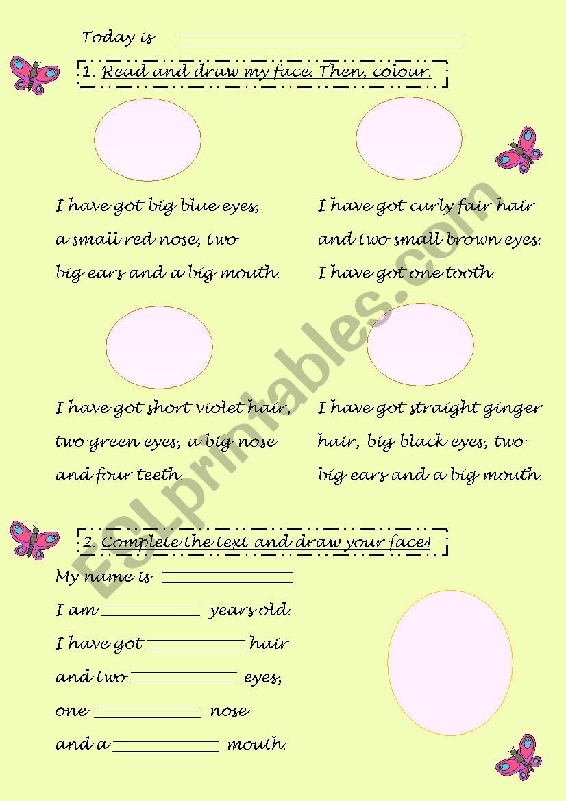 Body parts worksheet