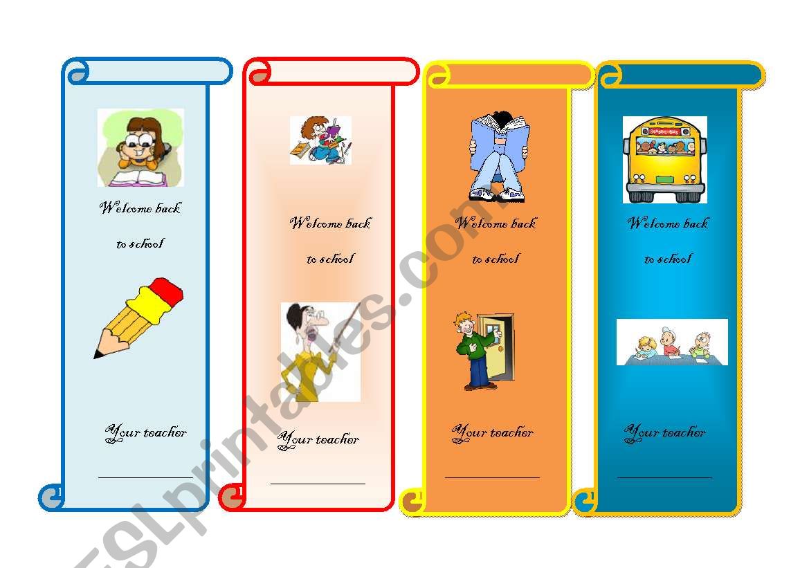 Bookmarks worksheet