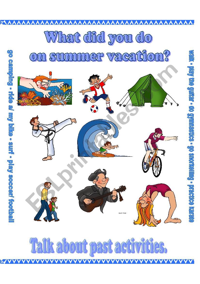 summer vacation activities worksheet