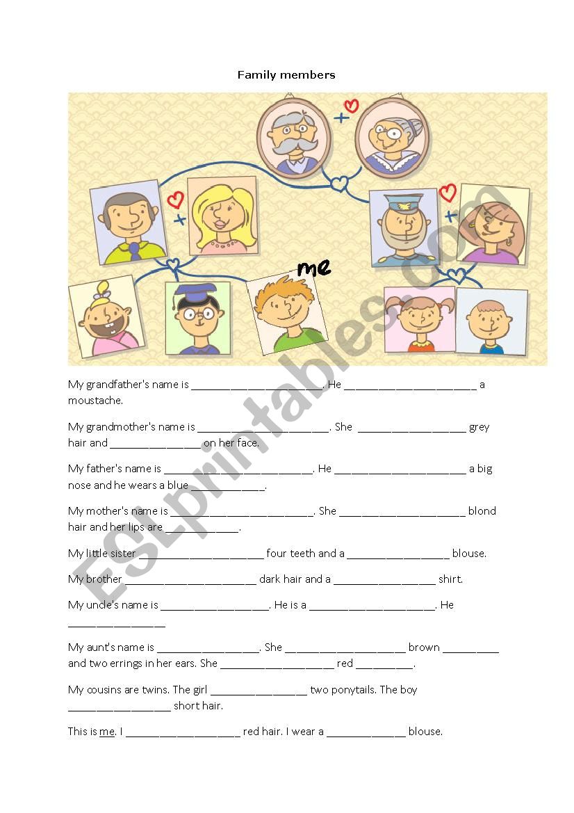 Family members worksheet