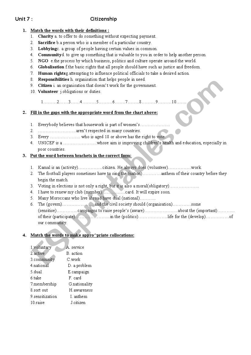 vocabulary related to citizenship