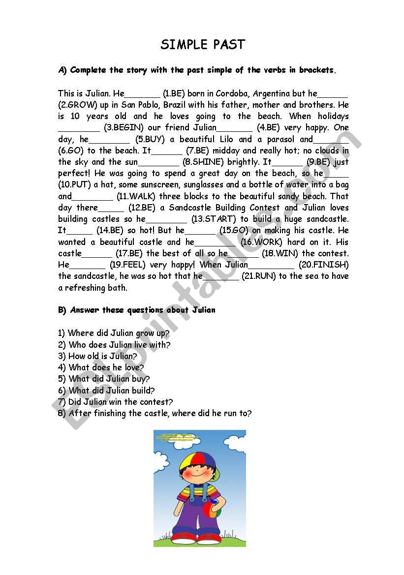 Simple Past exercises worksheet