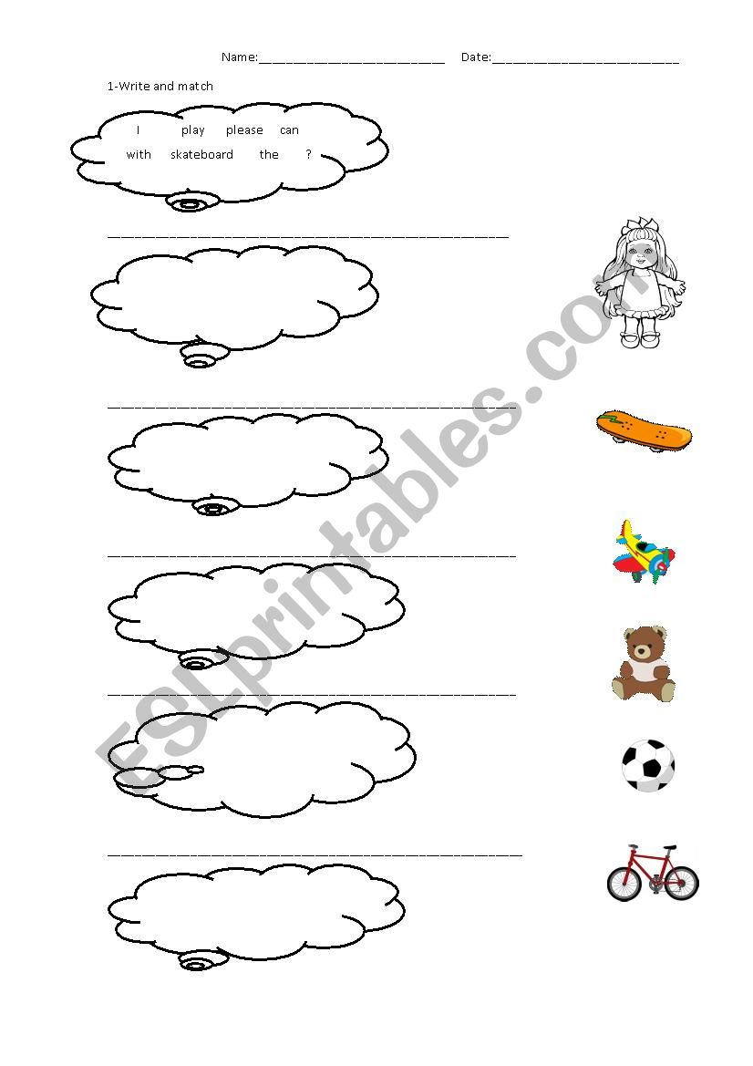 Toys instructions worksheet