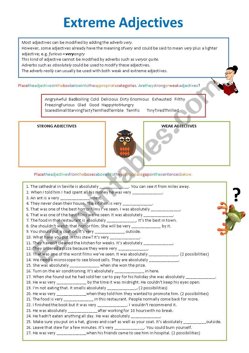 Extreme Adjectives worksheet