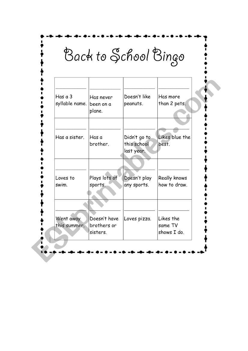 Bingo Print worksheet