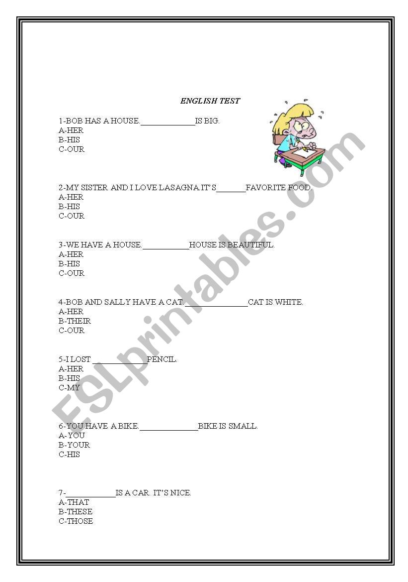 POSSESSIVE PRONOUNS worksheet