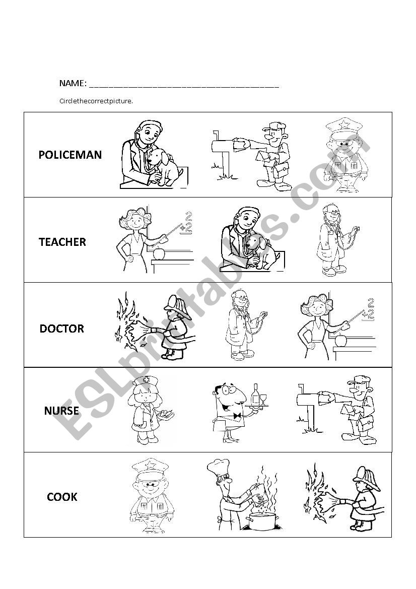 Professions worksheet