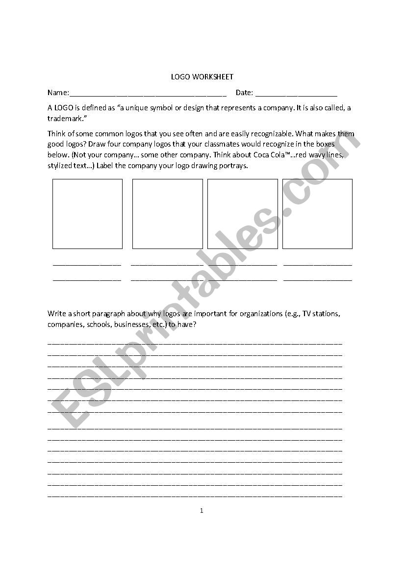 Creating a Personal Company Logo worksheet