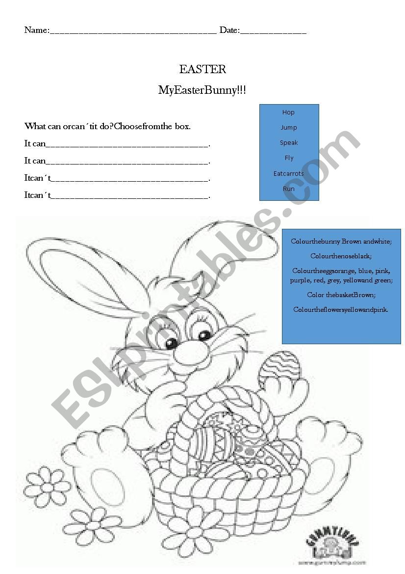 Easter bunny worksheet