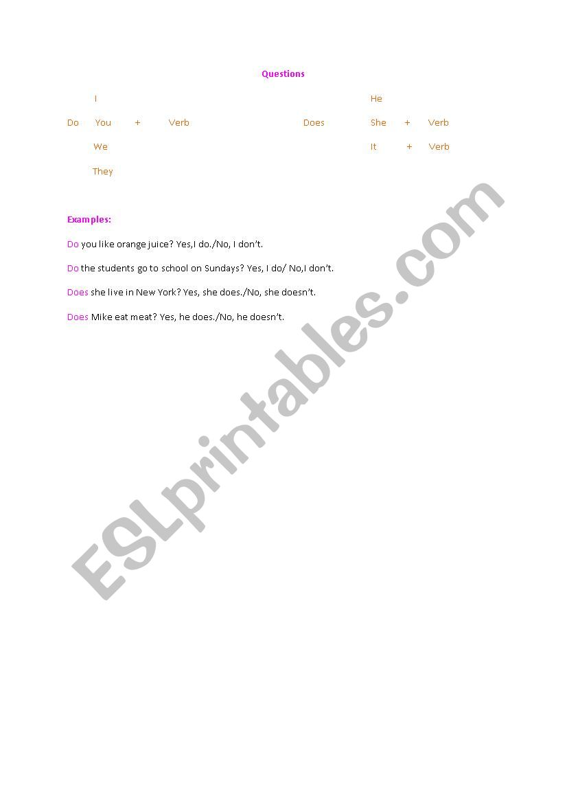 present simple worksheet