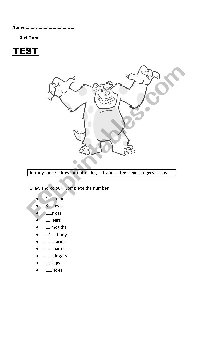 parts of the body worksheet