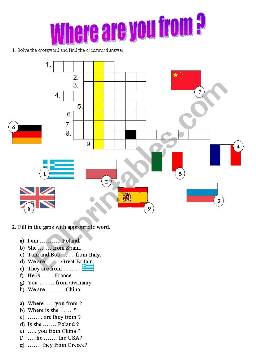 Countries, to be, flags, nationalities