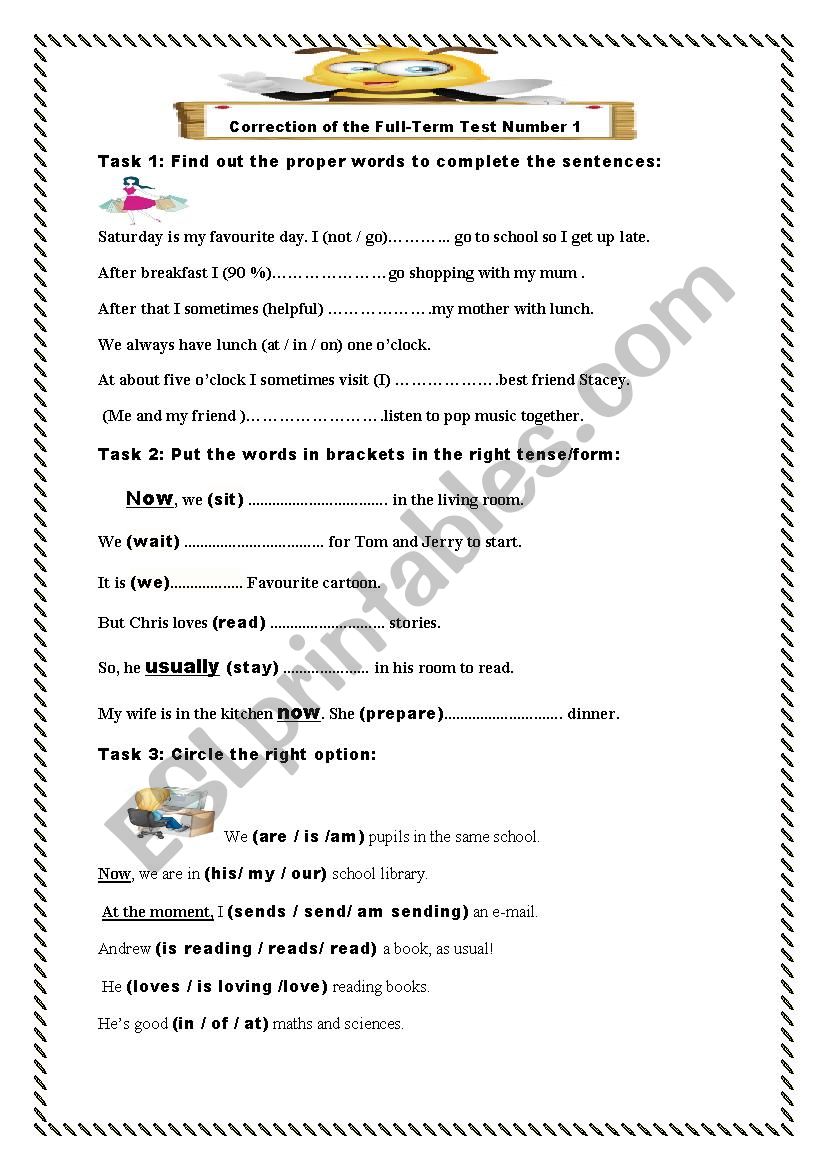 correction worksheet