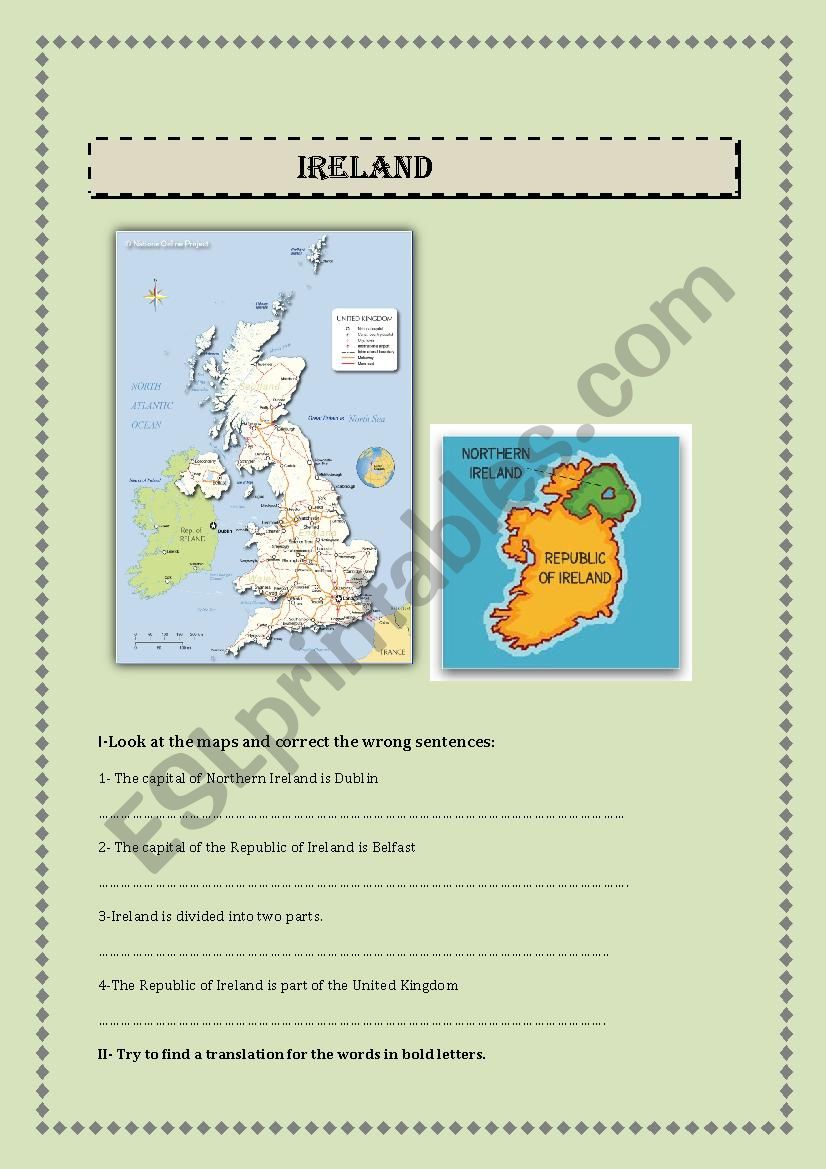 IRELAND worksheet