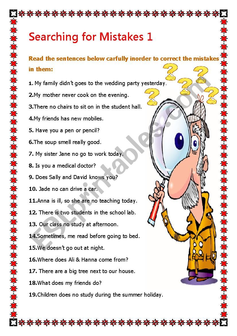 Searching for Mistakes 1 worksheet