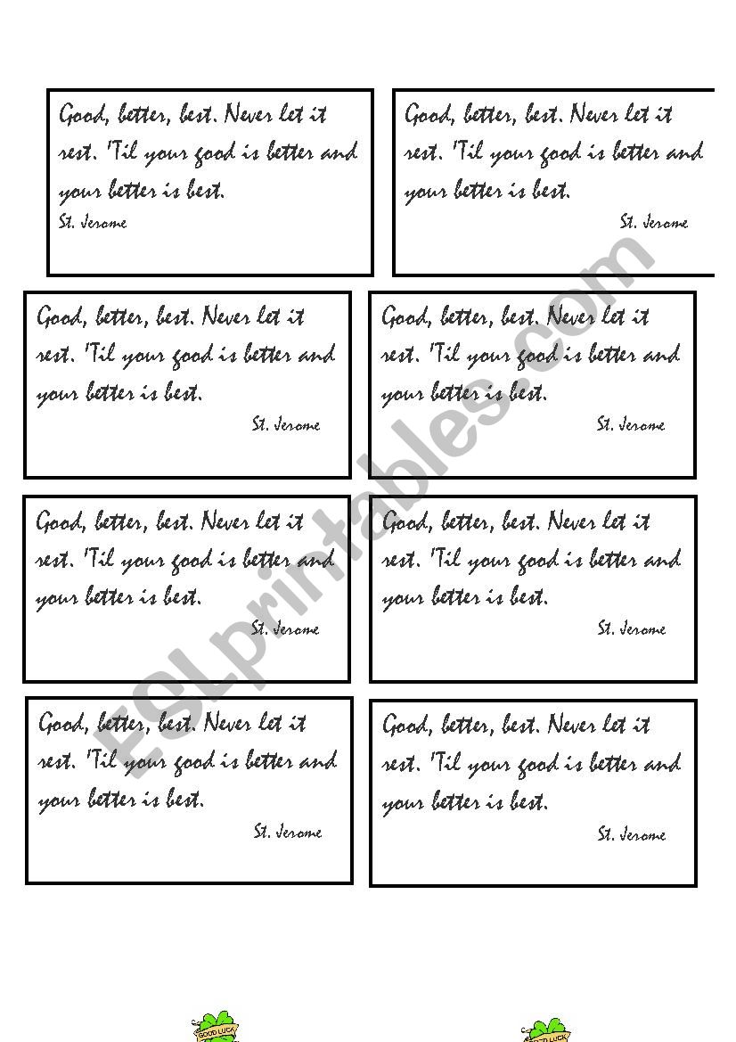 good luck template worksheet