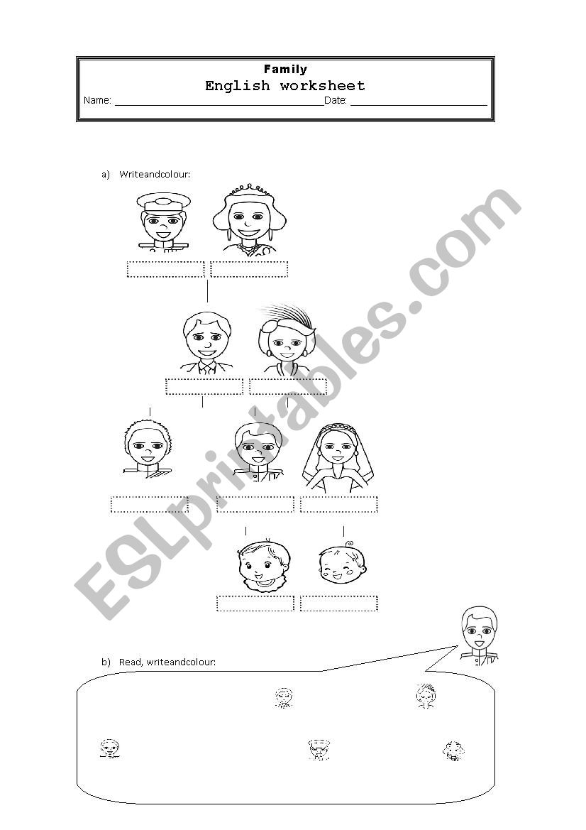 Royal family worksheet