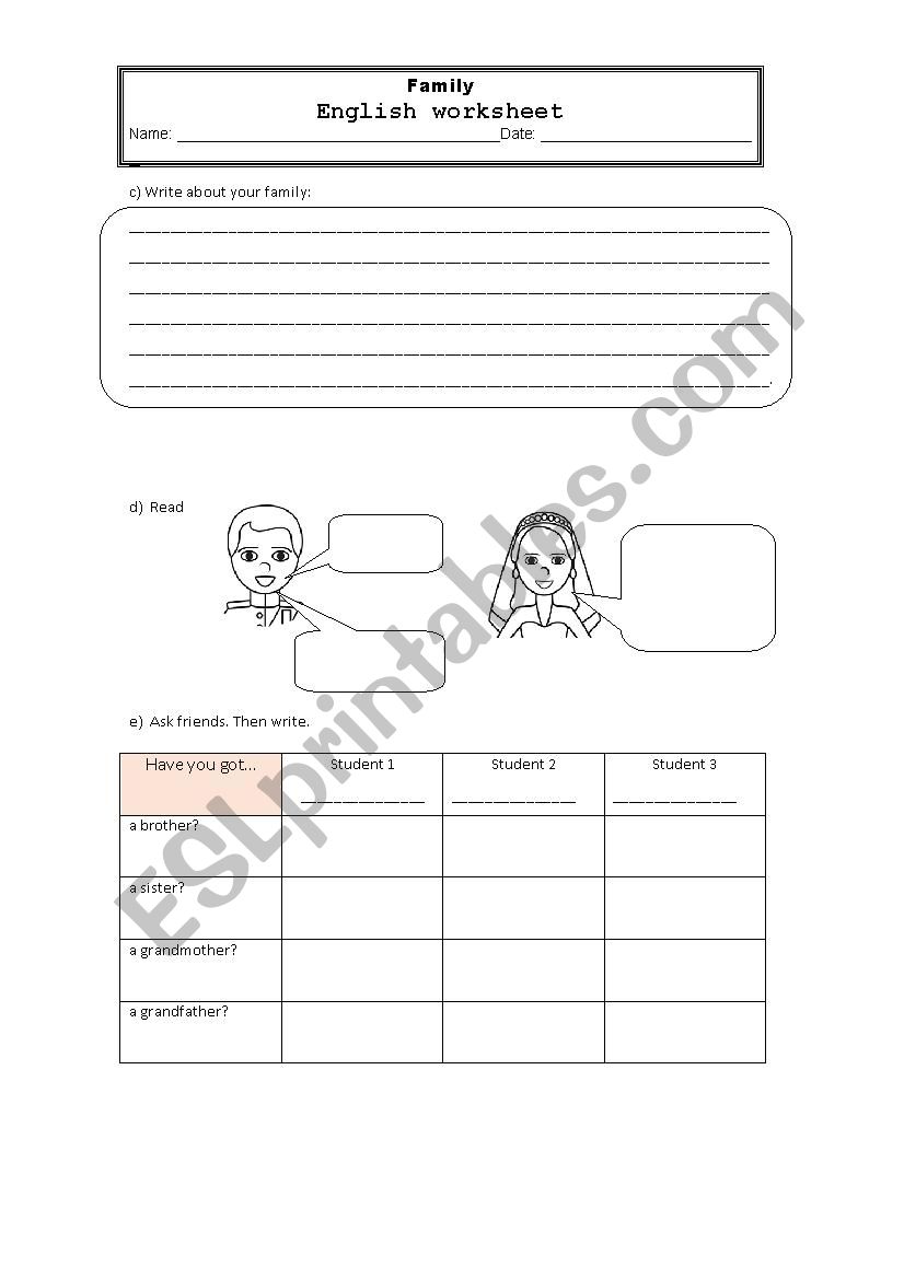 Family  worksheet