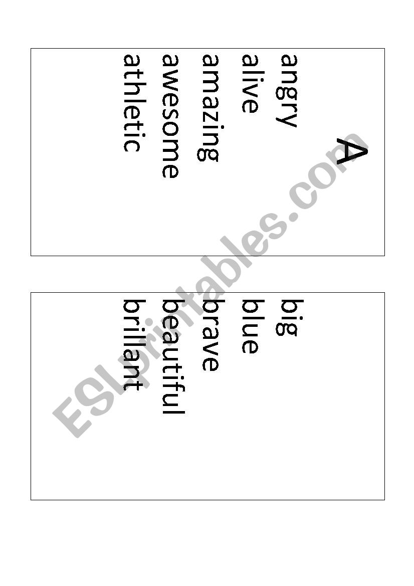 Adjective Alphabet List  worksheet