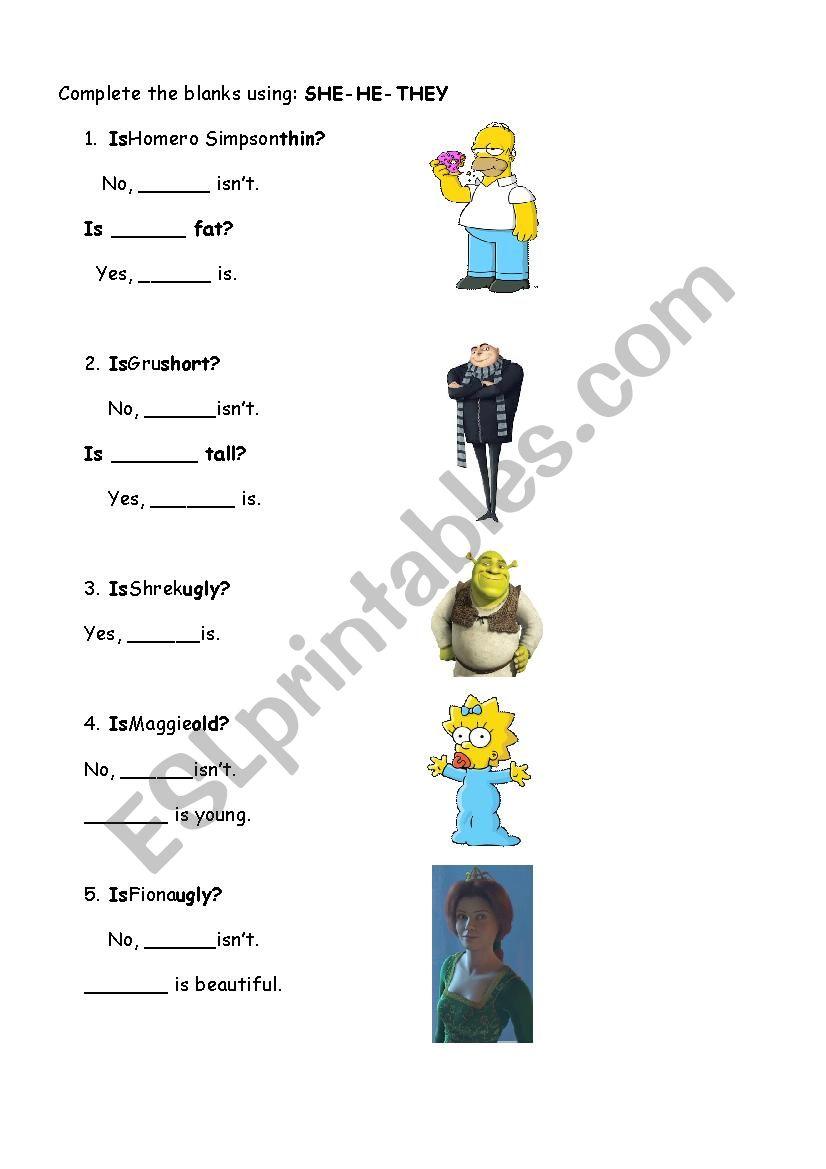 Fill in the blanks worksheet