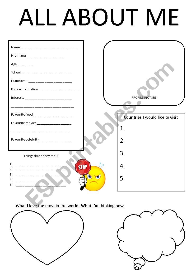 all about me worksheet