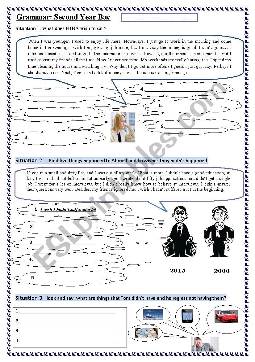 THE  WISH AND  REGRET worksheet