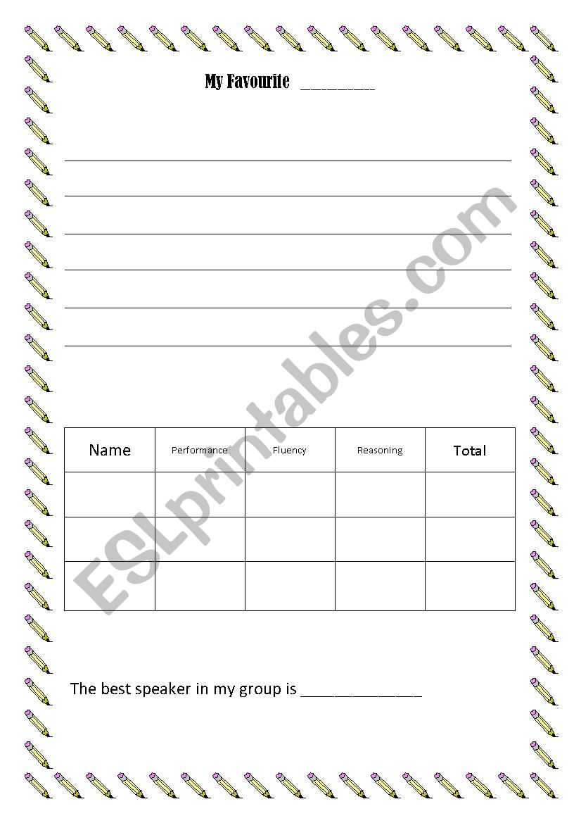 My Favourite worksheet