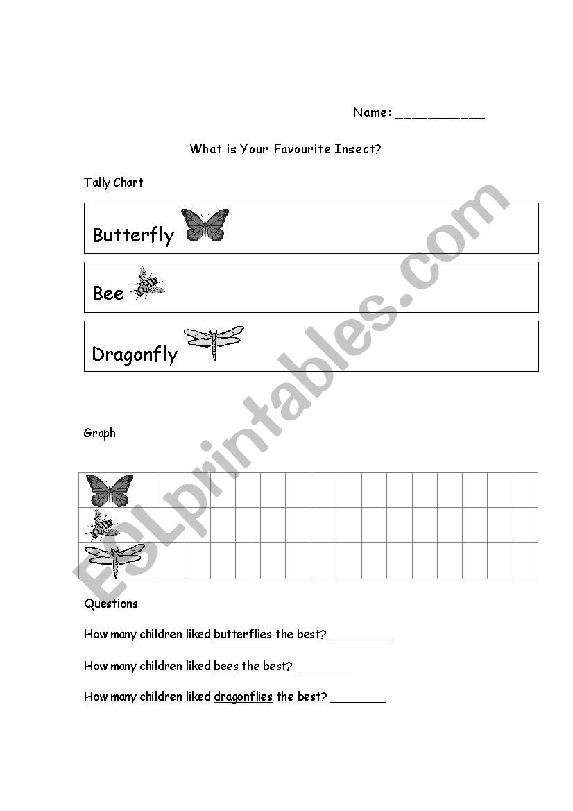 Graphing Insects worksheet