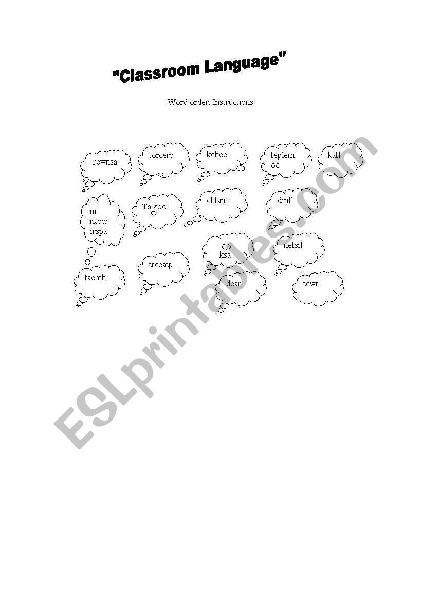 Classroom Language  worksheet