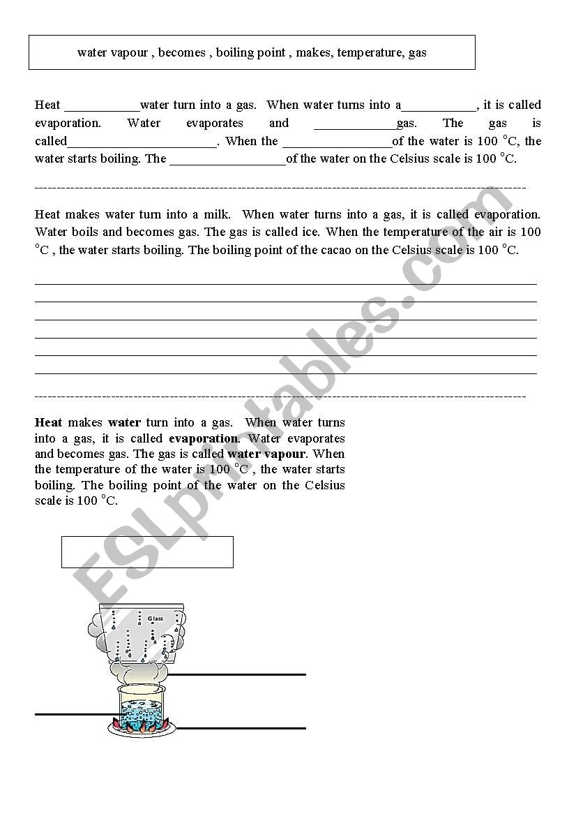 Boiling and evaporation worksheet