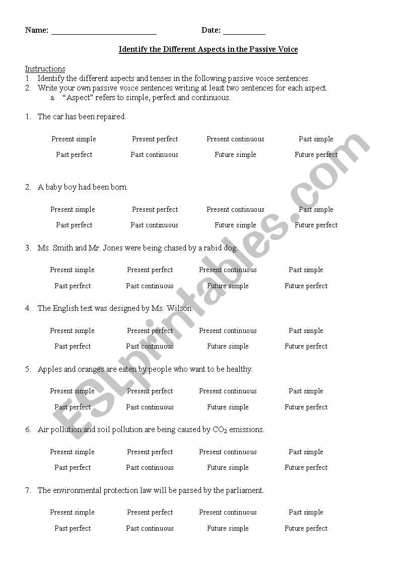 Identify Aspect in Passive Voice