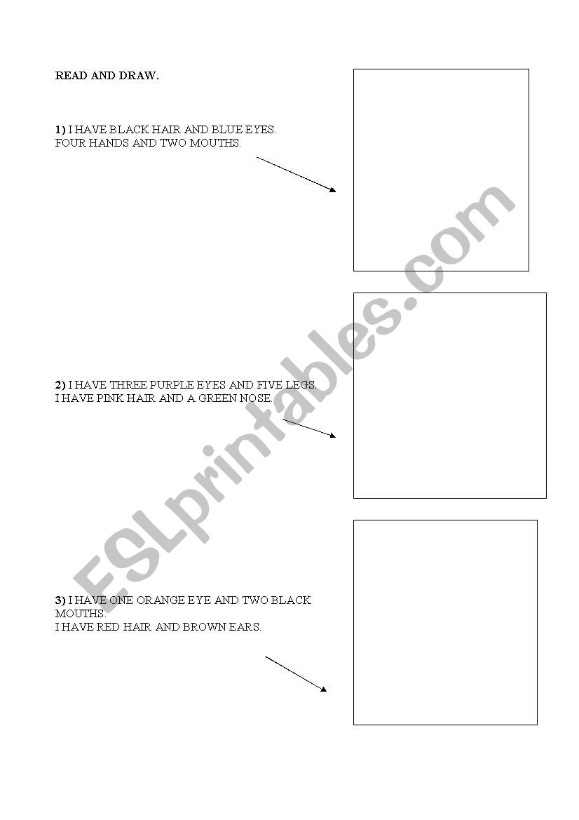 Read and draw worksheet